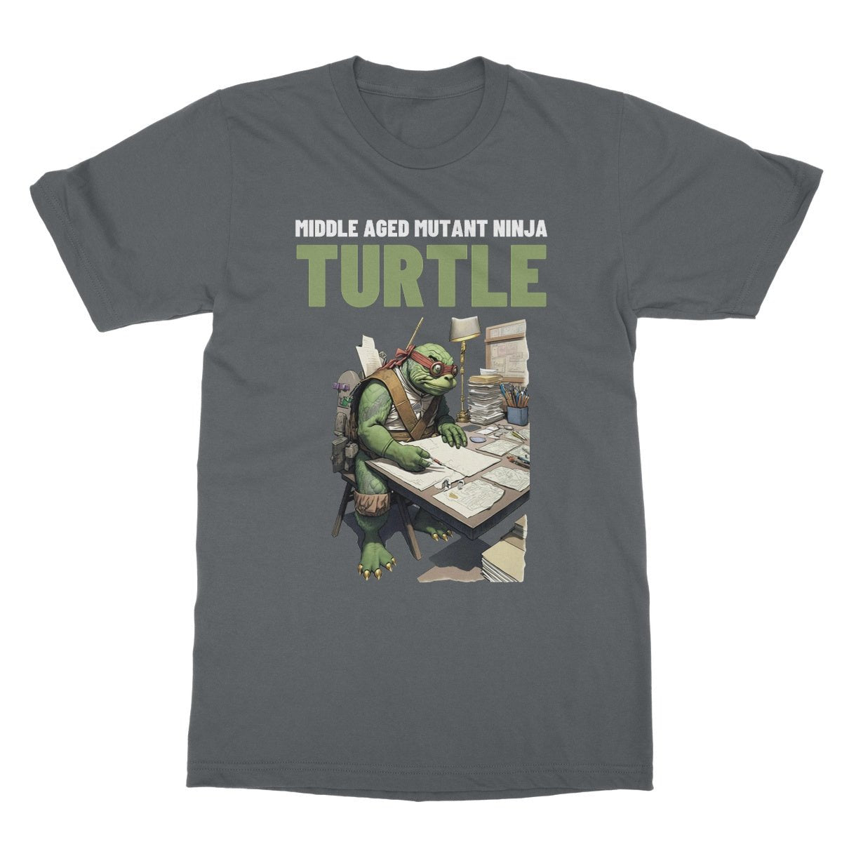 Middle Aged Mutant Ninja Turtle T-Shirt - Charcoal - Funny T-Shirt
