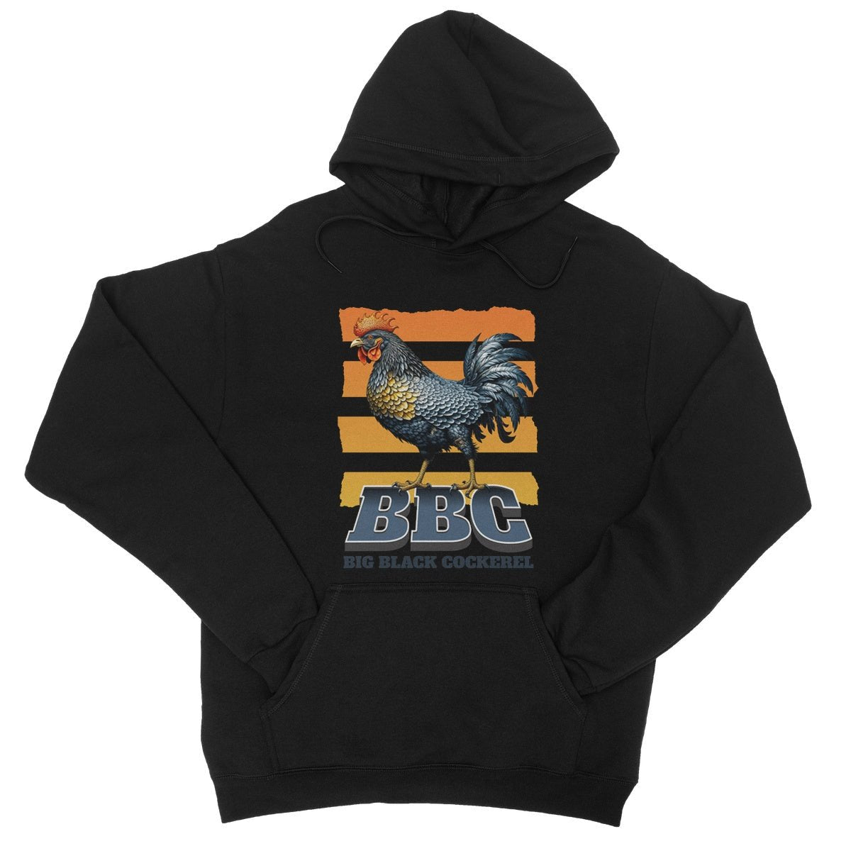 Big Black Cockerel Hoodie - Jet Black - Funny Hoodie