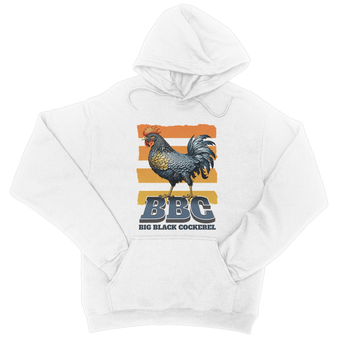 Big Black Cockerel Hoodie - Arctic White - Funny Hoodie