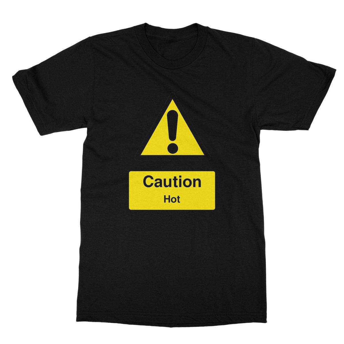 Caution Hot T-Shirt - Black - Funny T-Shirt