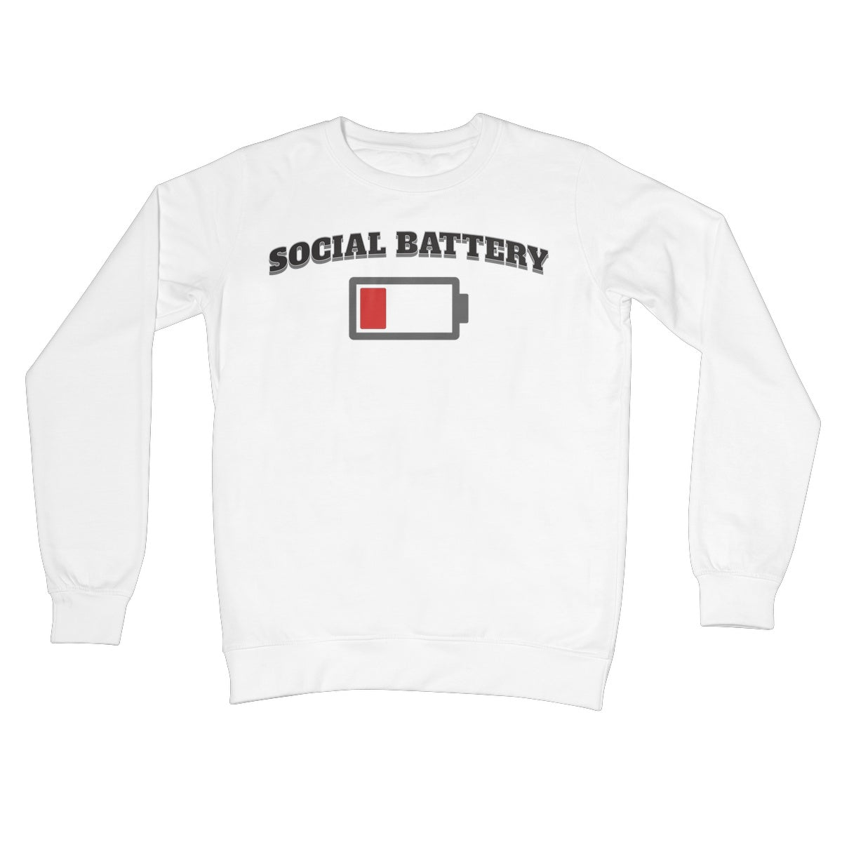 Low Social Battery Jumper - Arctic White - Funny Jumper