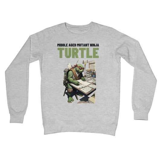 Middle Aged Mutant Ninja Turtle Jumper - Heather Grey - Funny Jumper