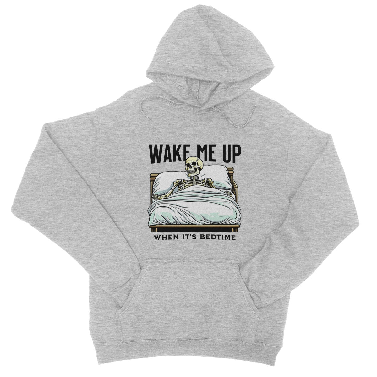 Wake Me Up When It's Bedtime Hoodie - Heather Grey - Funny Hoodie
