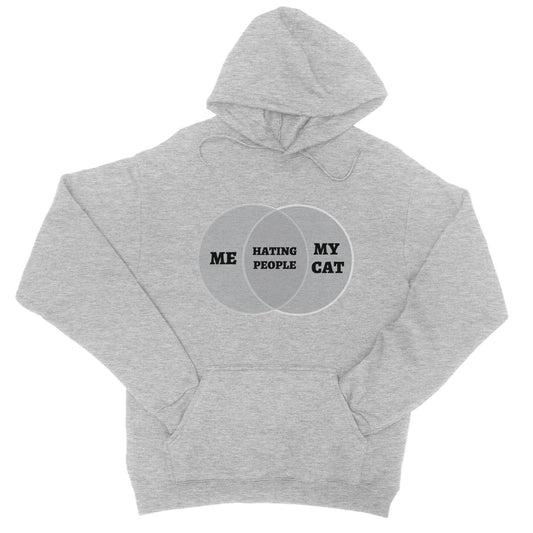Me & My Cat Venn Diagram Hoodie - Heather Grey - Funny Hoodie
