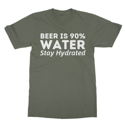 Beer is 90% Water T-Shirt - Military Green - Funny T-Shirt