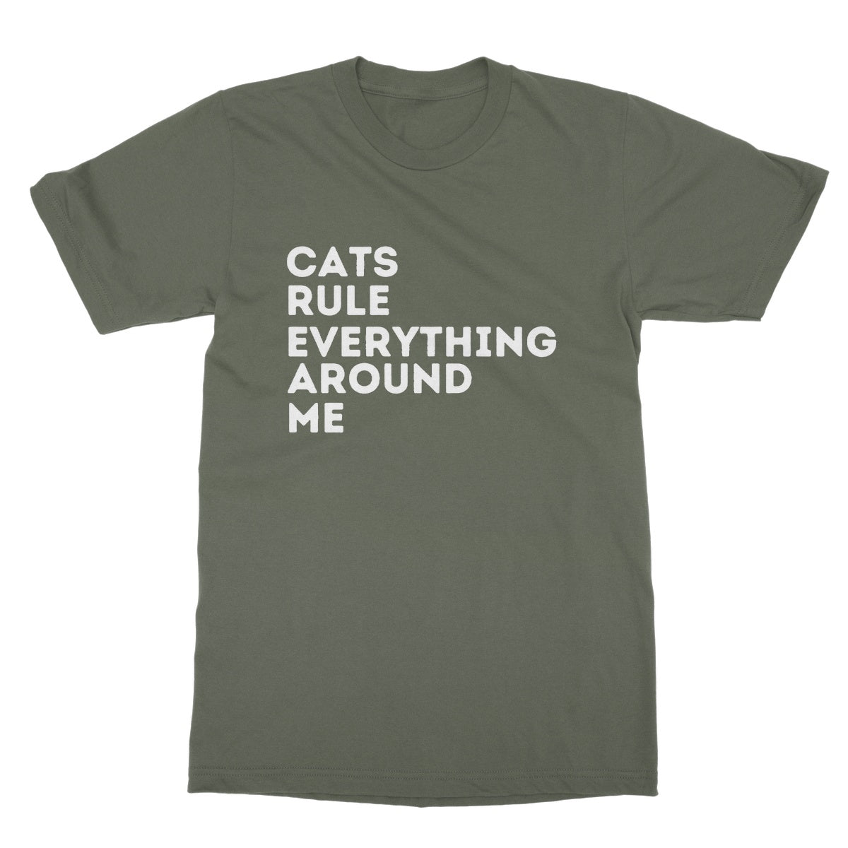 cats rule everything around me t shirt green