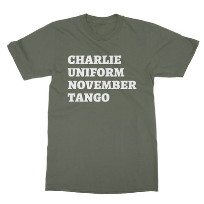 Charlie Uniform November Tango T-Shirt - Military Green - Funny T-Shirt