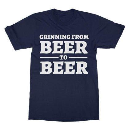 Grinning Beer To Beer T-Shirt - Navy - Funny T-Shirt