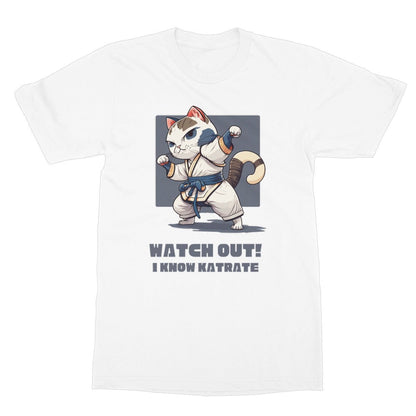 Karate Cat T-Shirt - White - Funny T-Shirt