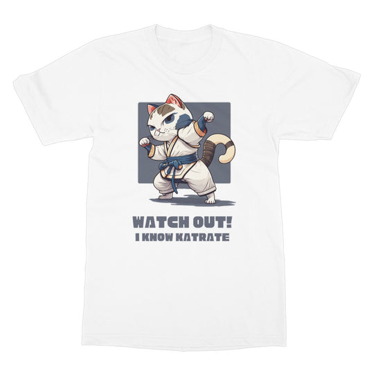 karate cat t shirt white